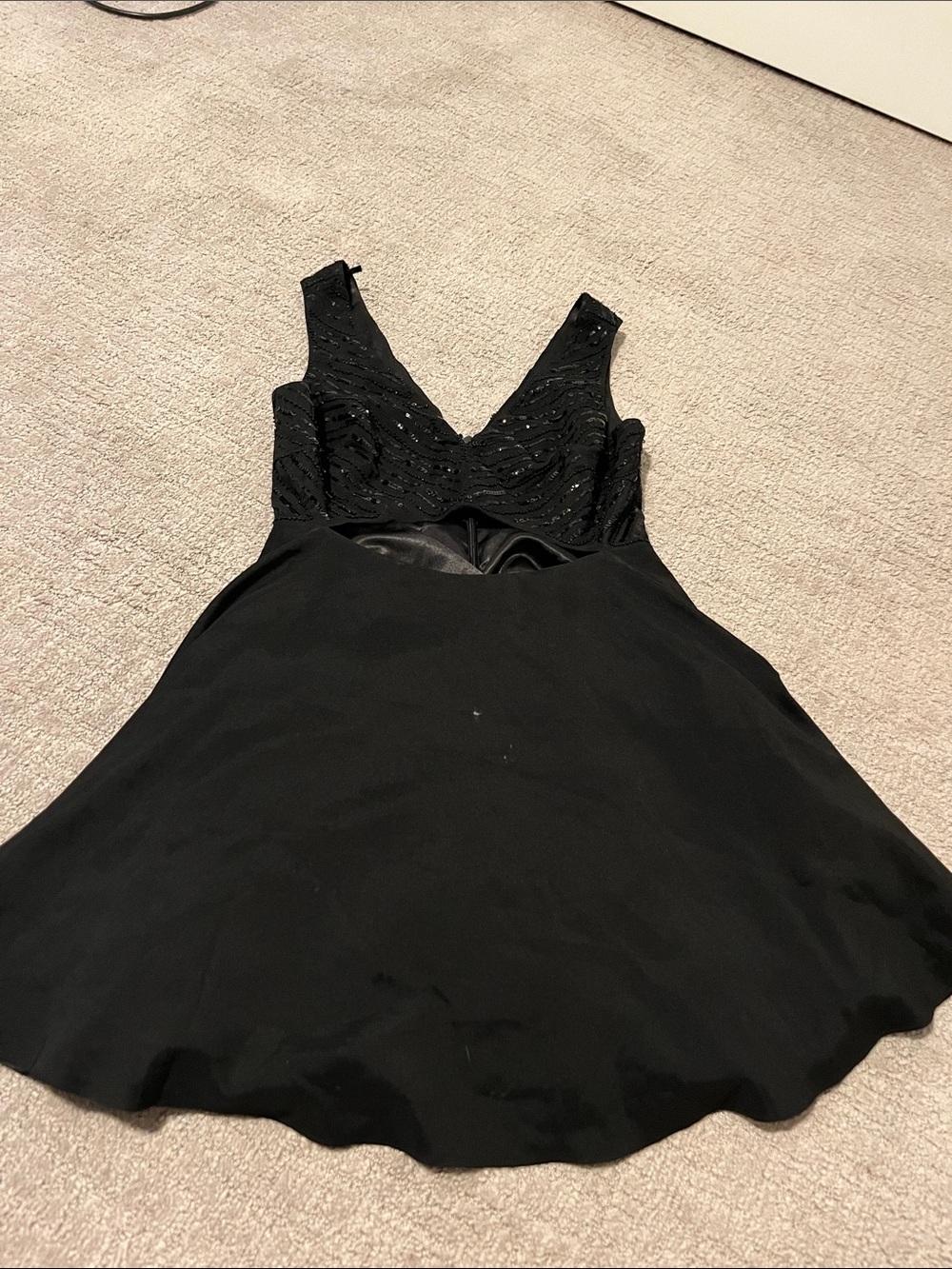 Black V-Neck A-Line Evening Dress